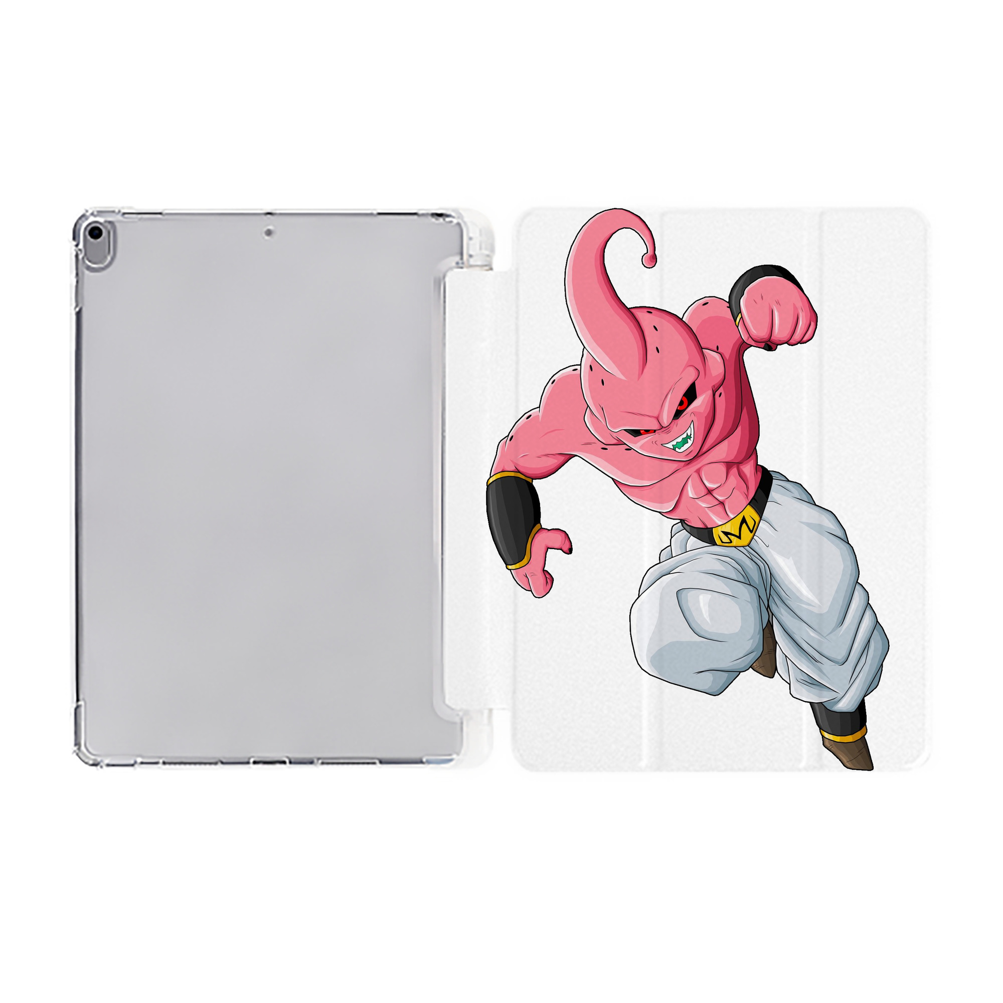 （画像用） ドラゴンボール 魔人ブウ DRAGON BALL Majin Buu IPad ケース ペン収納付き 三つ折りスタンド PUレザー×シリコン 対応機種9.5/10.5/10.9インチ